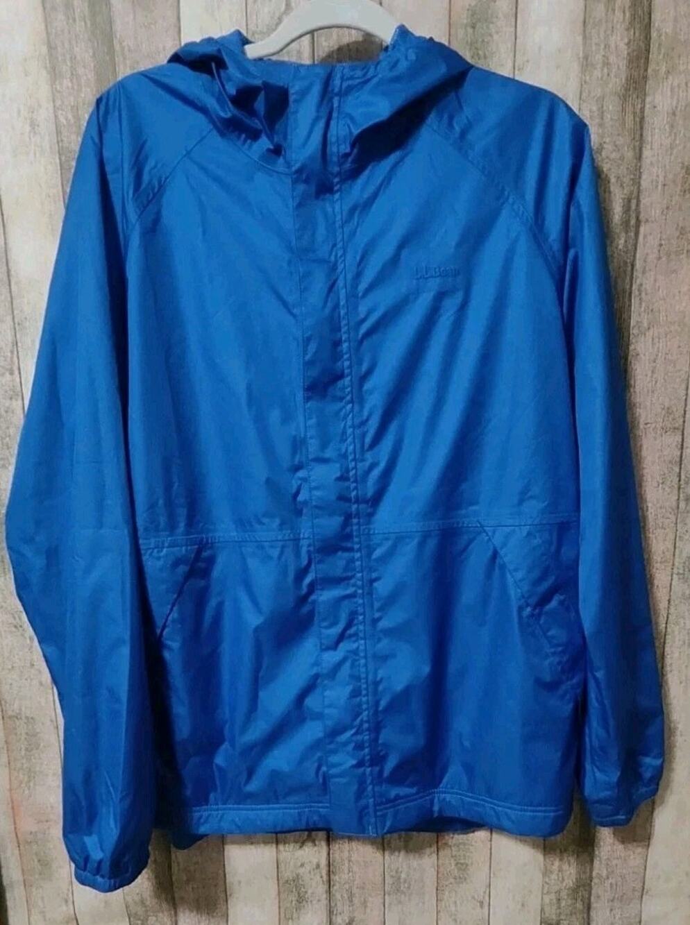 L.L. Bean Blue Windbreaker/Rain Jacket Men's Size Large Full Zip Lightweight